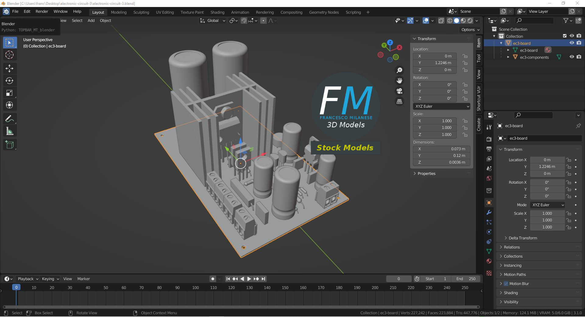 3D-Modell - Leiterplatte für Elektronisches Netzteil - 09