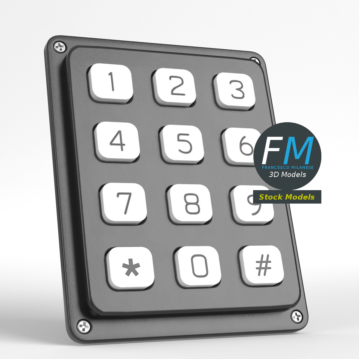3D-Modell - Elektronisches Zifferntastenfeld - 01