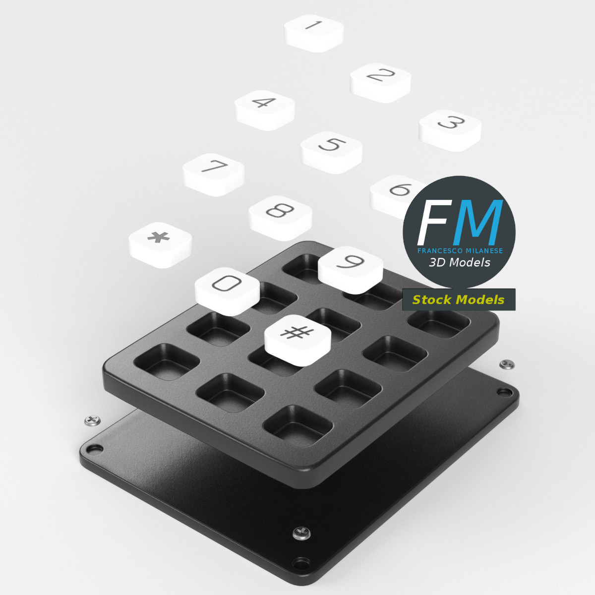 3D-Modell - Elektronisches Zifferntastenfeld - 02