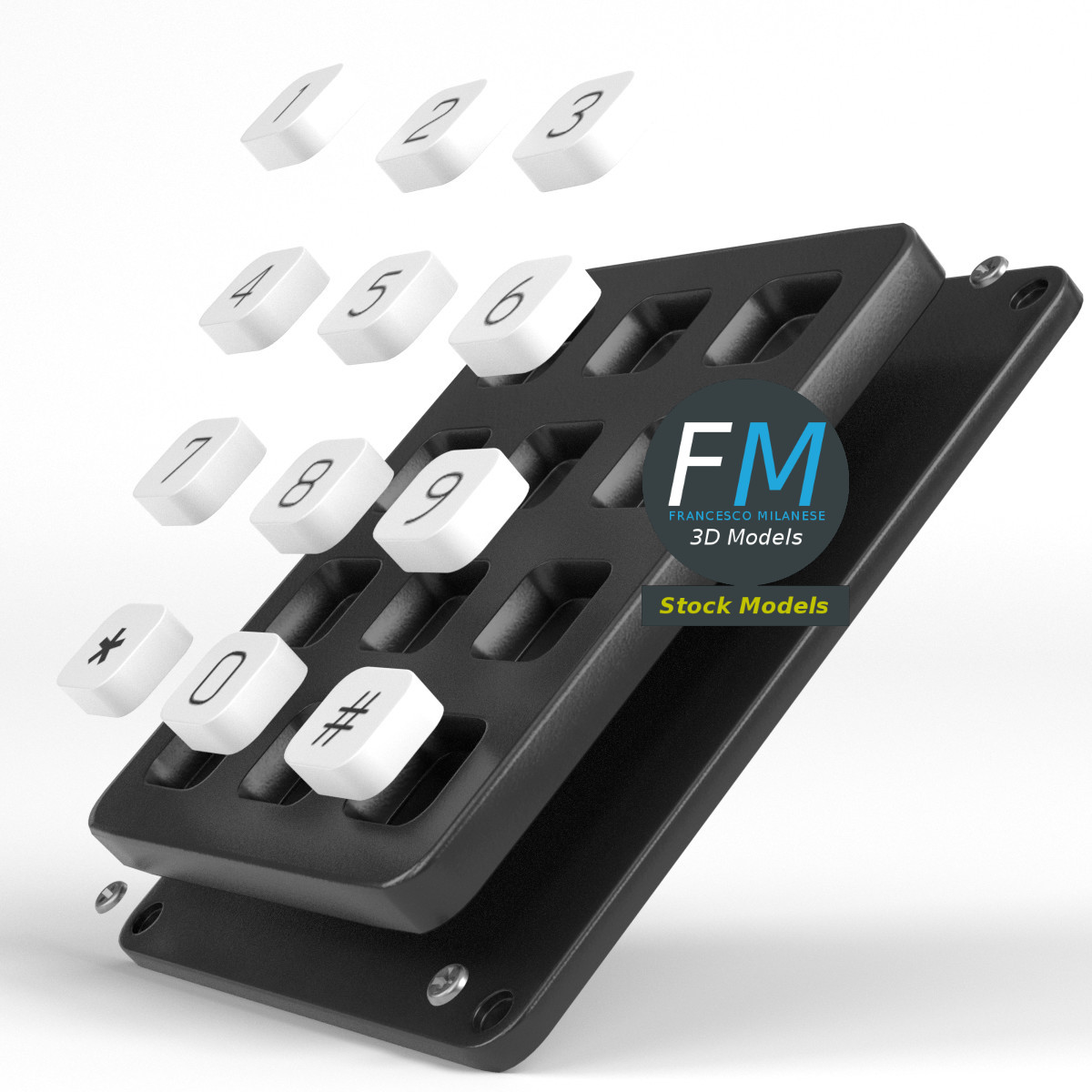 3D-Modell - Elektronisches Zifferntastenfeld - 04
