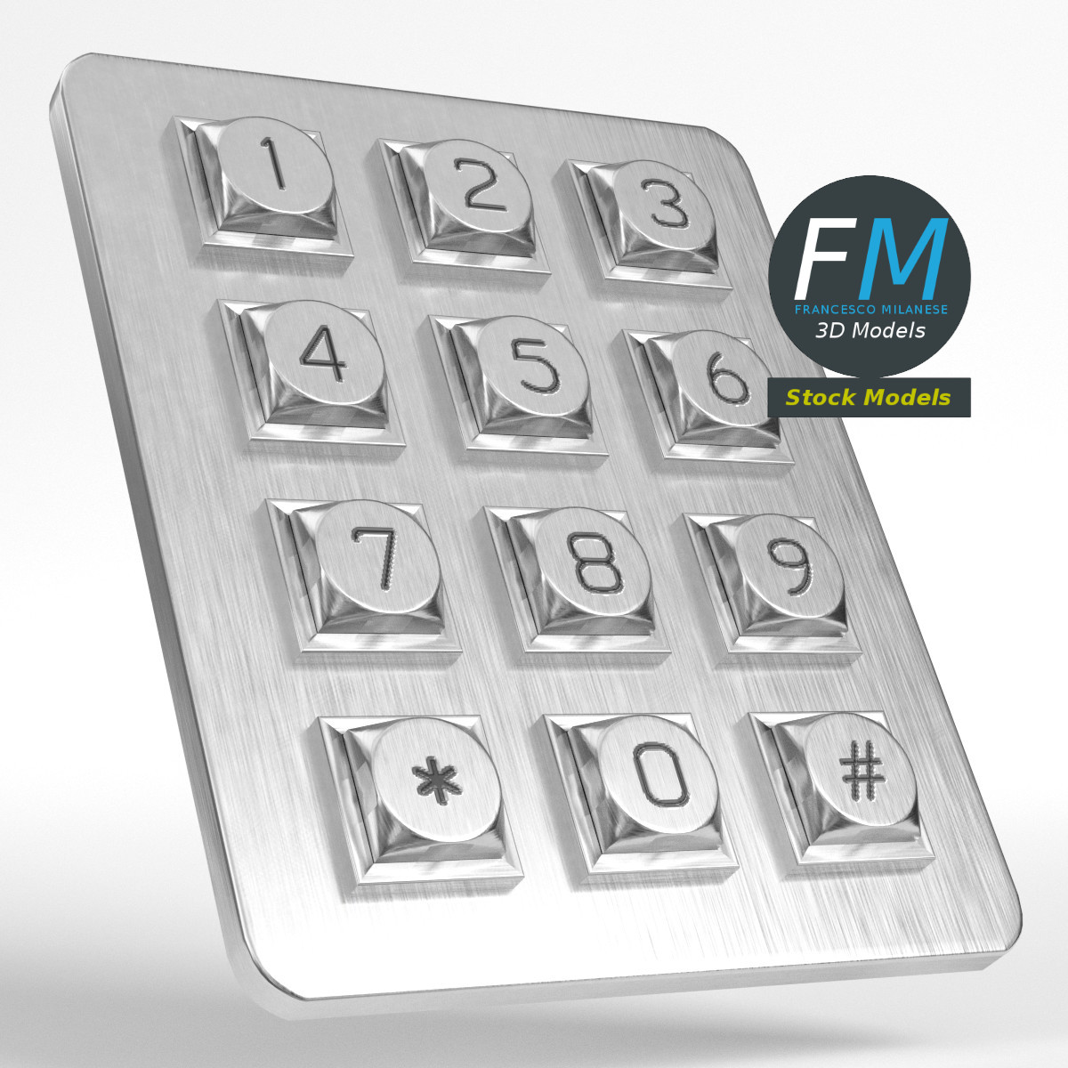 3D-Modell - Elektronisches Metall-Zifferntastenfeld - 01