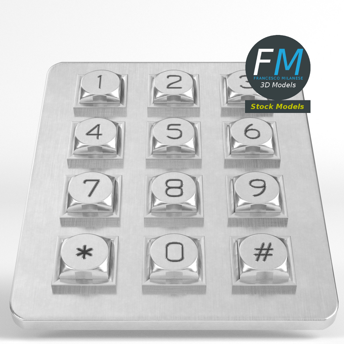 3D-Modell - Elektronisches Metall-Zifferntastenfeld - 03