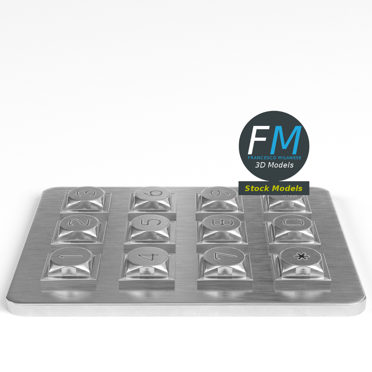 3D-Modell - Elektronisches Metall-Zifferntastenfeld - 04