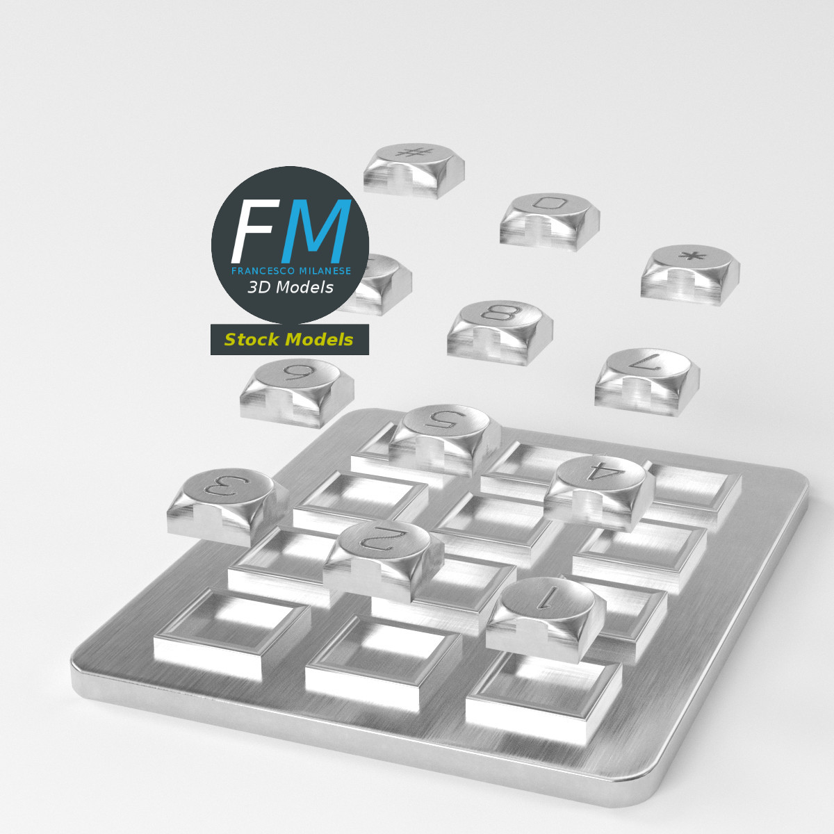 3D-Modell - Elektronisches Metall-Zifferntastenfeld - 05