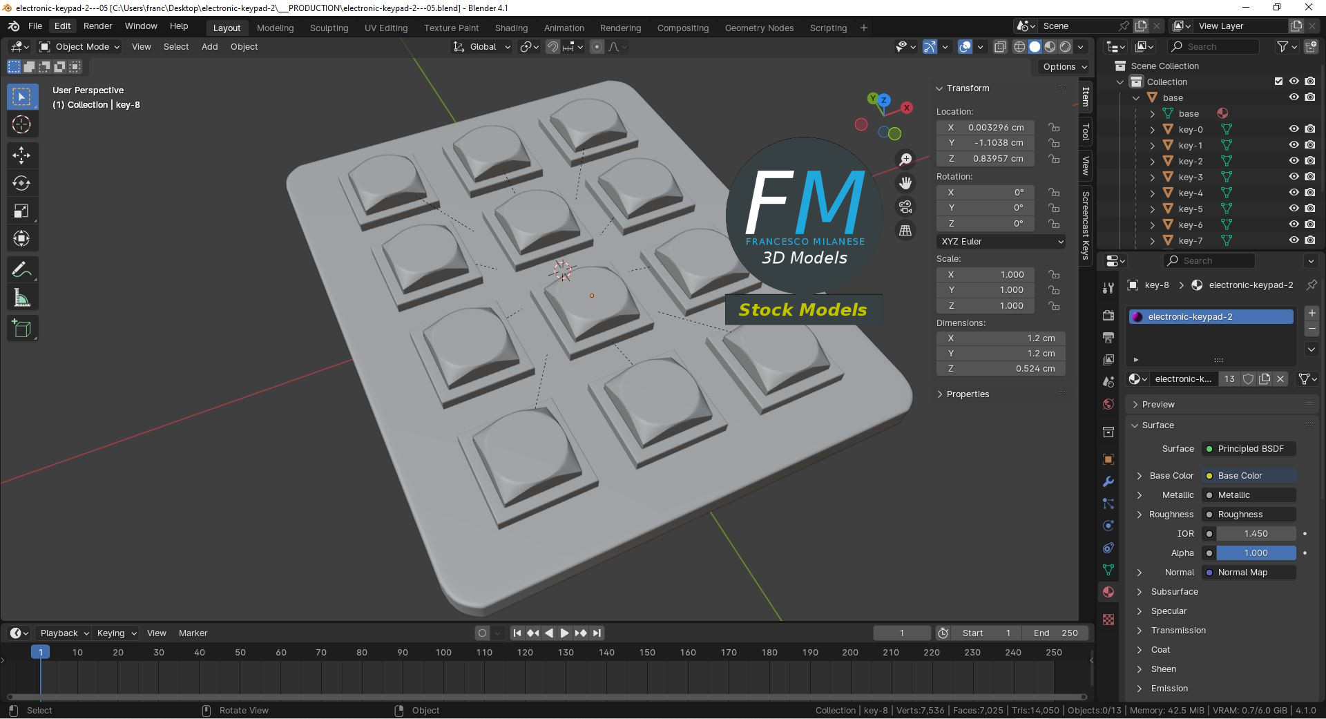 3D-Modell - Elektronisches Metall-Zifferntastenfeld - 09