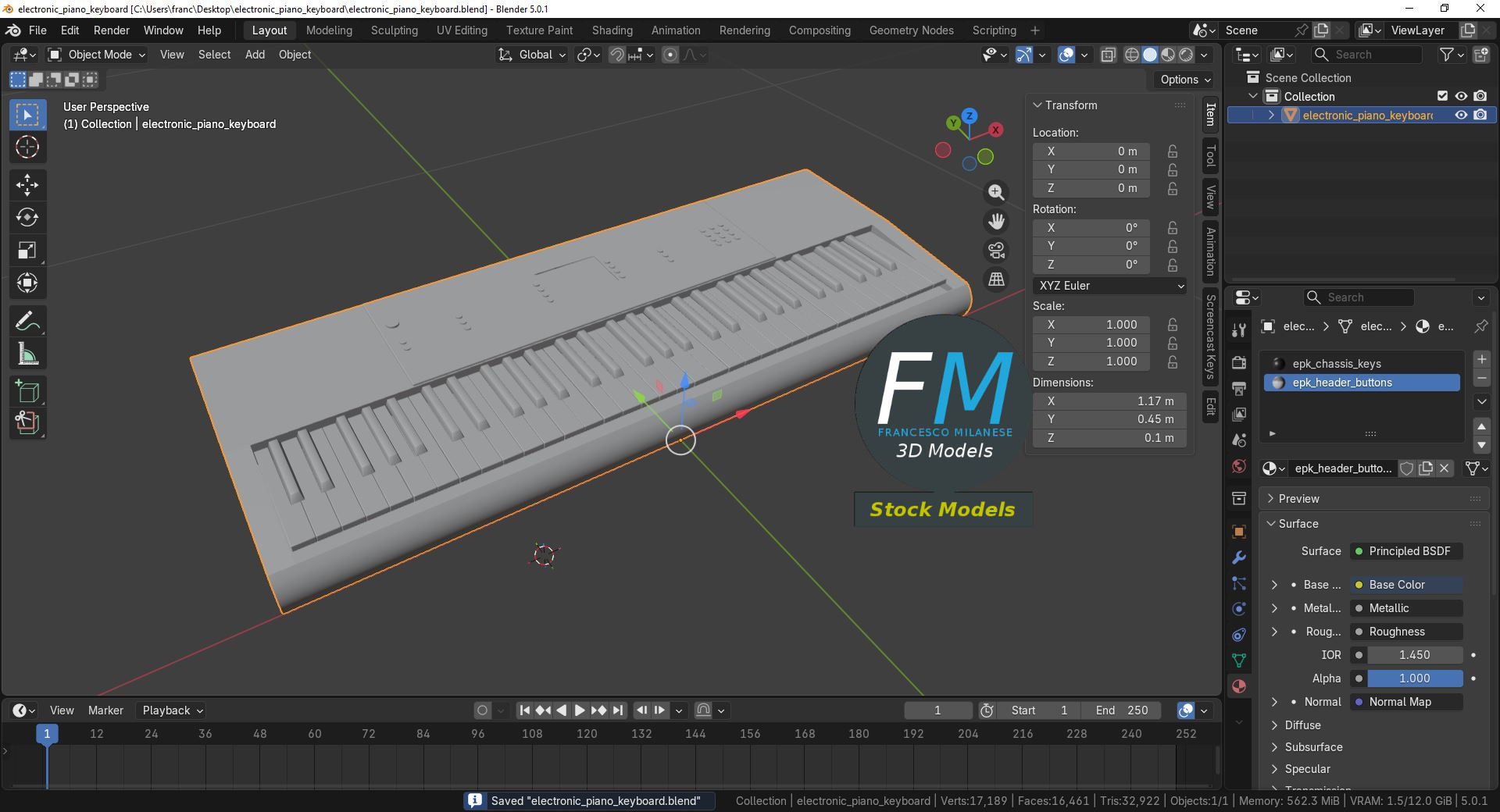 3D-Modell - Tragbares Elektronisches Piano-Keyboard - 09
