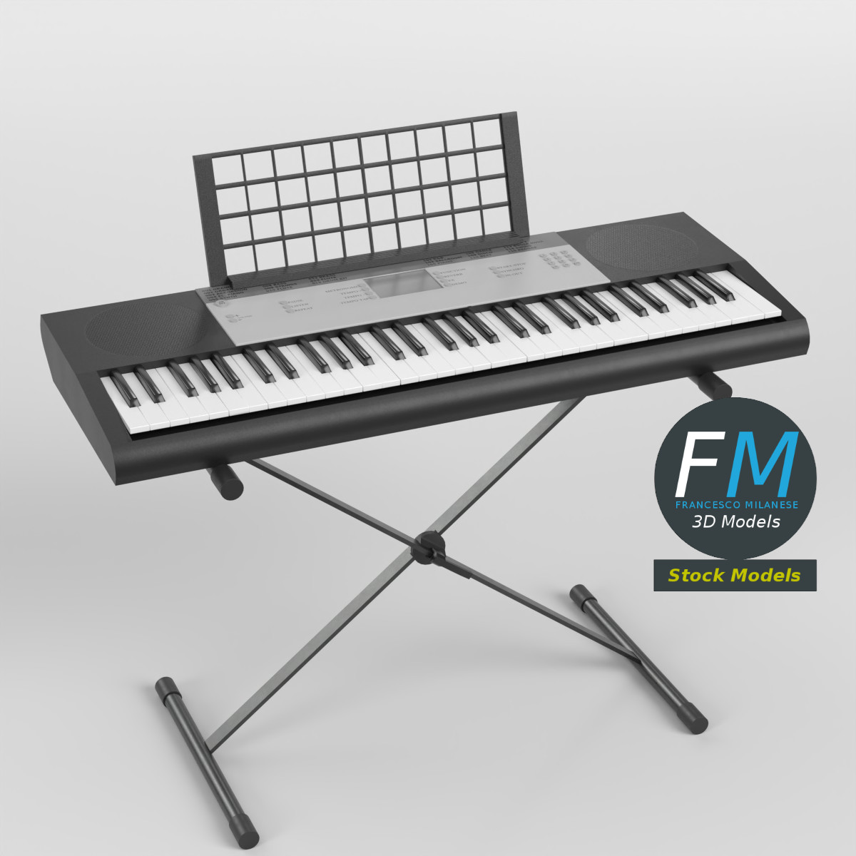 3D-Modell - Tragbares Elektronisches Piano-Keyboard mit Ständer - 01
