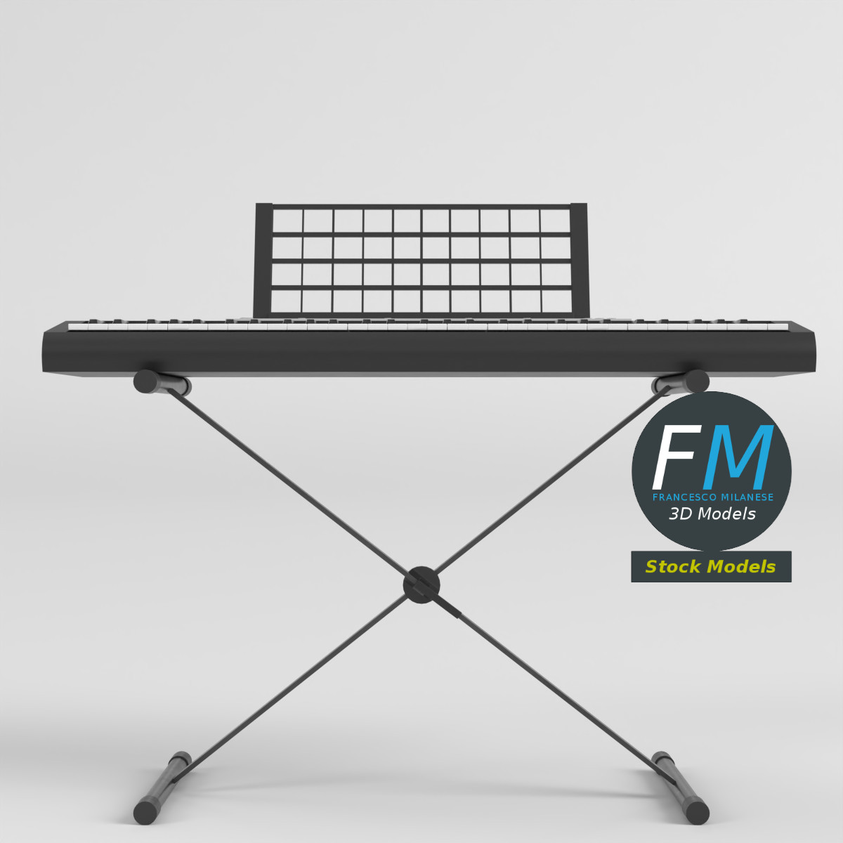 3D-Modell - Tragbares Elektronisches Piano-Keyboard mit Ständer - 03