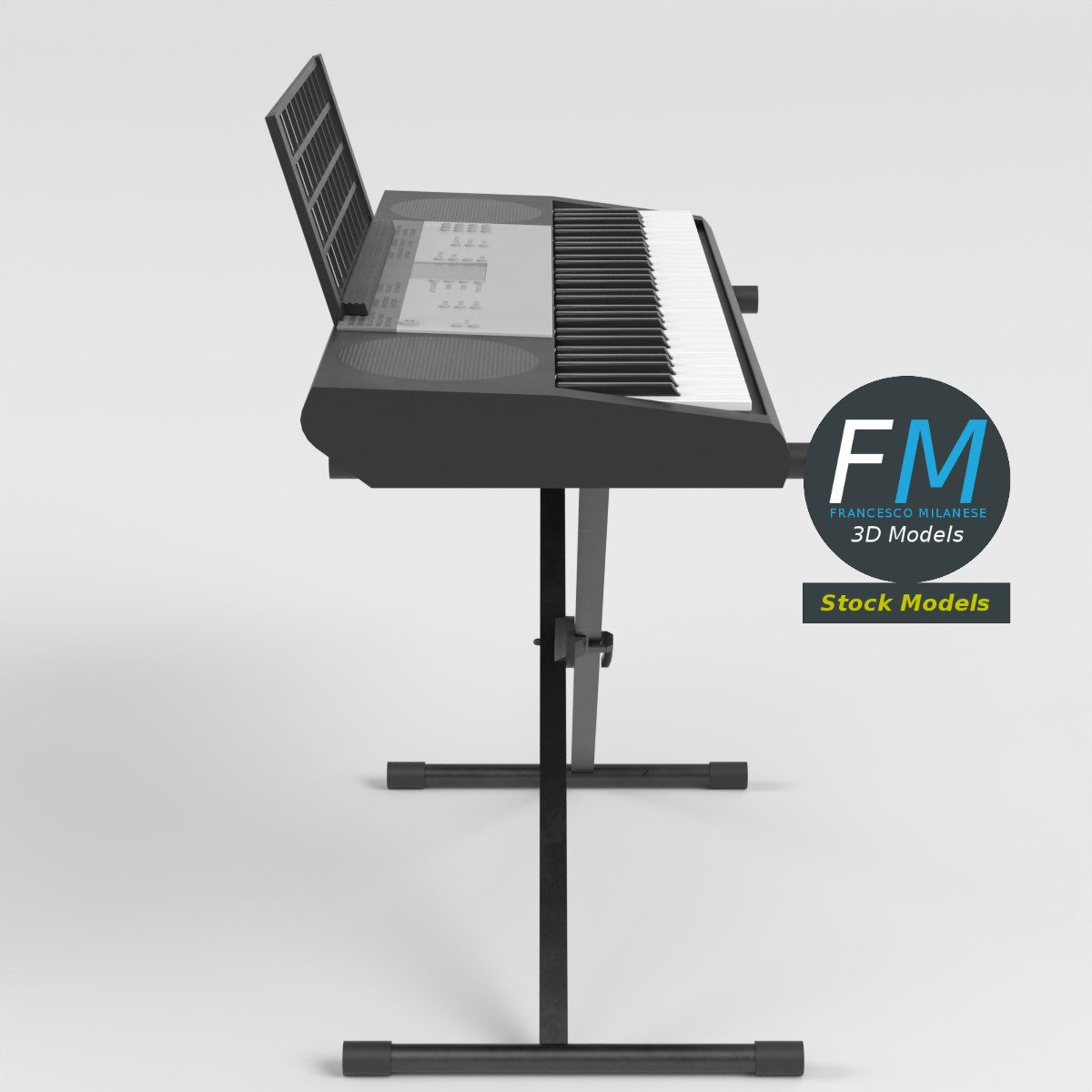 3D-Modell - Tragbares Elektronisches Piano-Keyboard mit Ständer - 04