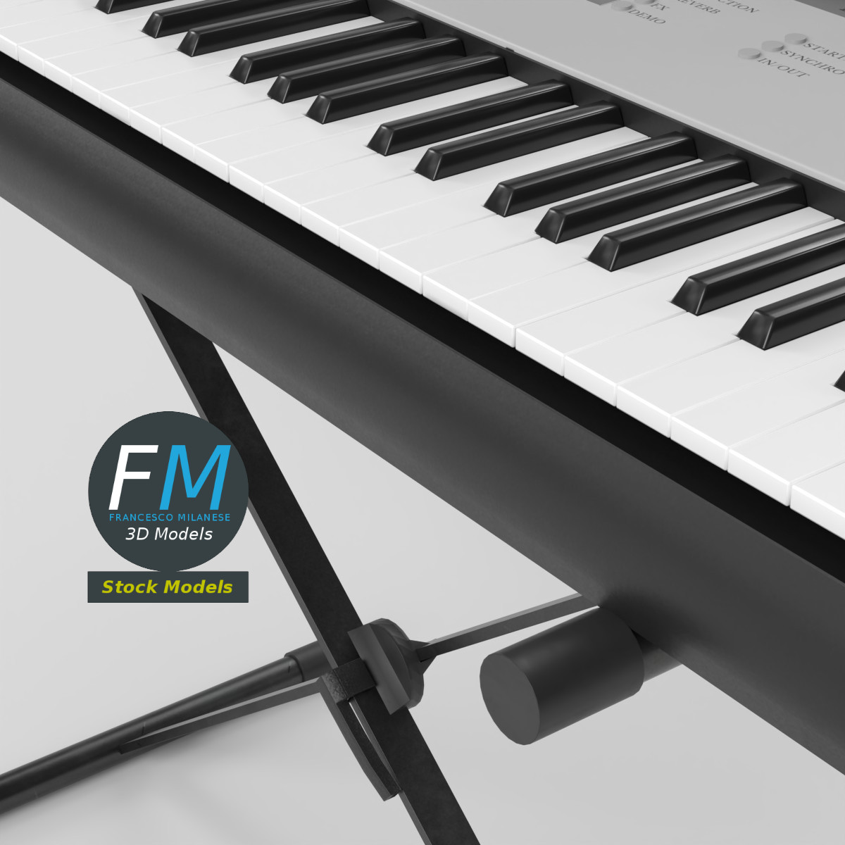 3D-Modell - Tragbares Elektronisches Piano-Keyboard mit Ständer - 05