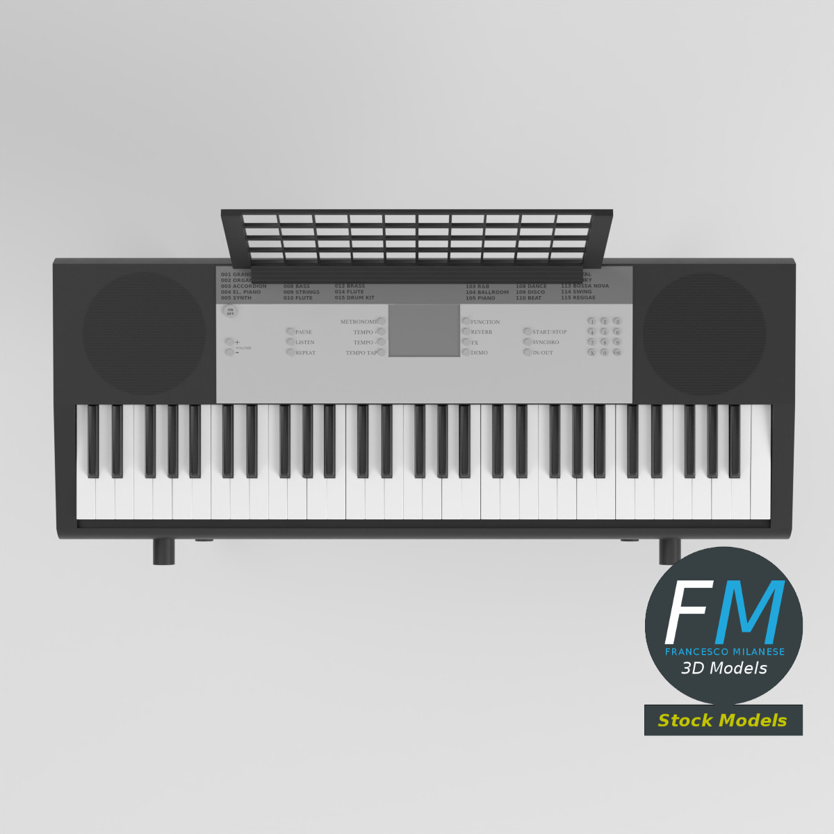 3D-Modell - Tragbares Elektronisches Piano-Keyboard mit Ständer - 06