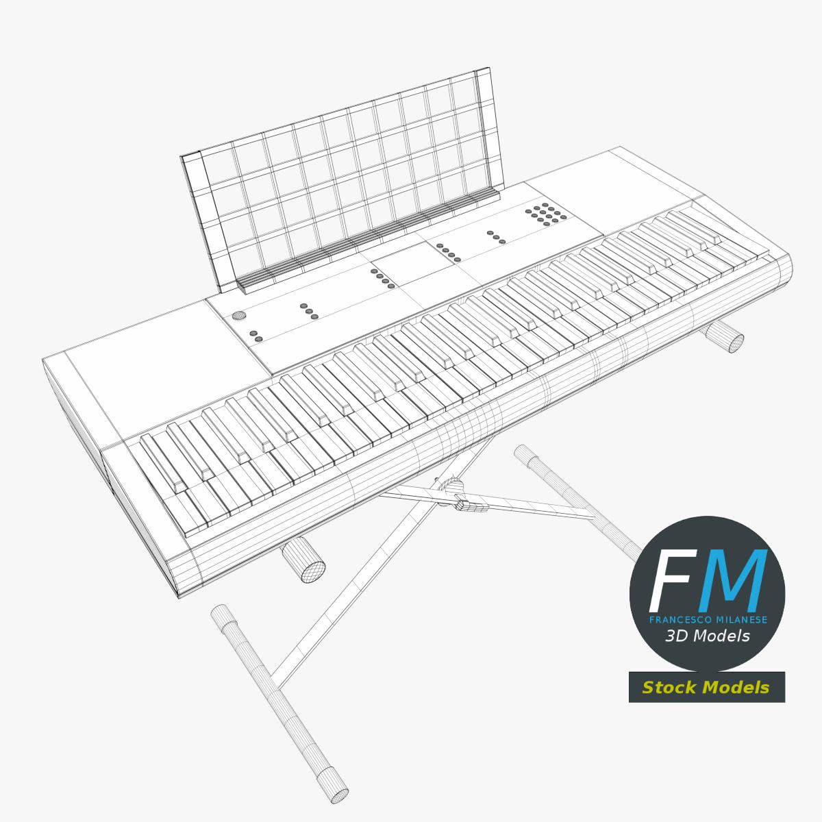 3D-Modell - Tragbares Elektronisches Piano-Keyboard mit Ständer - 07