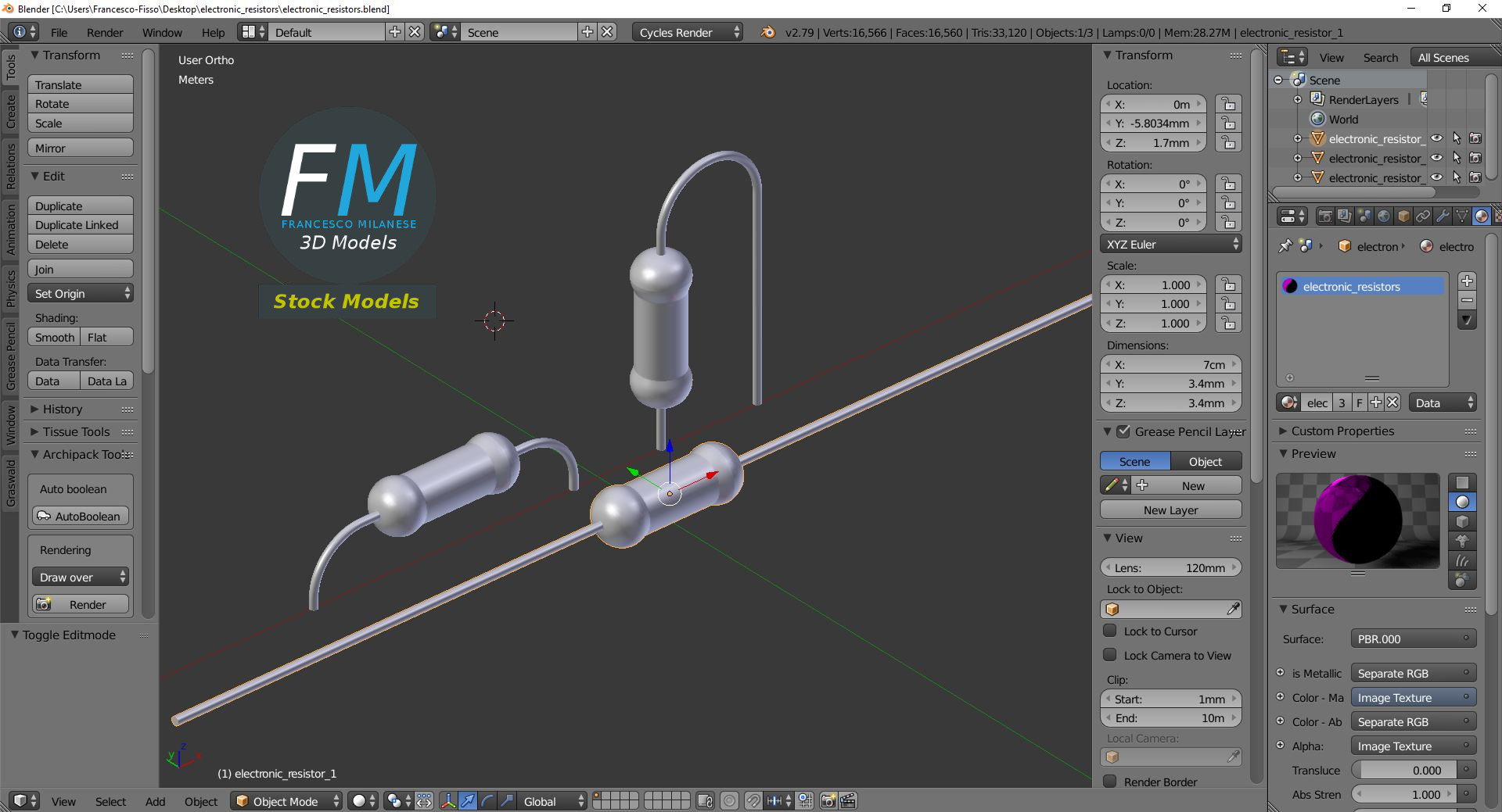 3D-Modell - Elektronische Widerstände - 09