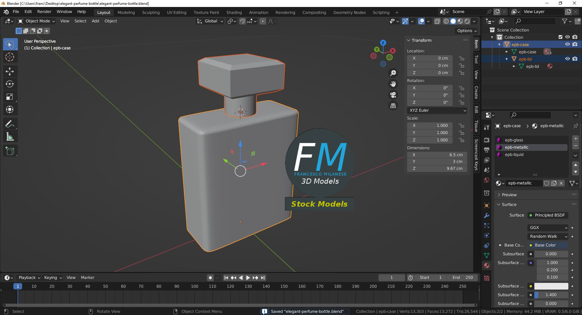3D-Modell - Eleganter Parfümflakon - 09