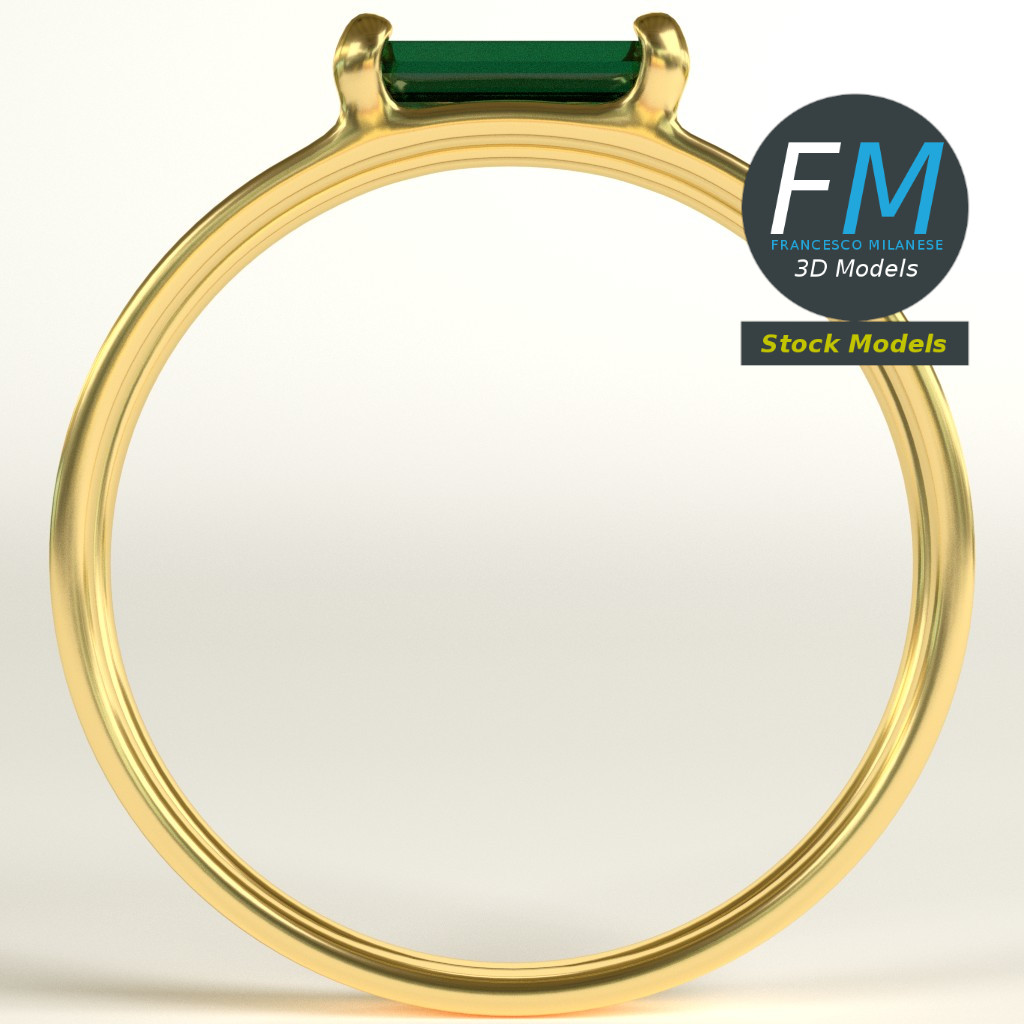 3D-Modell - Doppelring mit Smaragd - 03