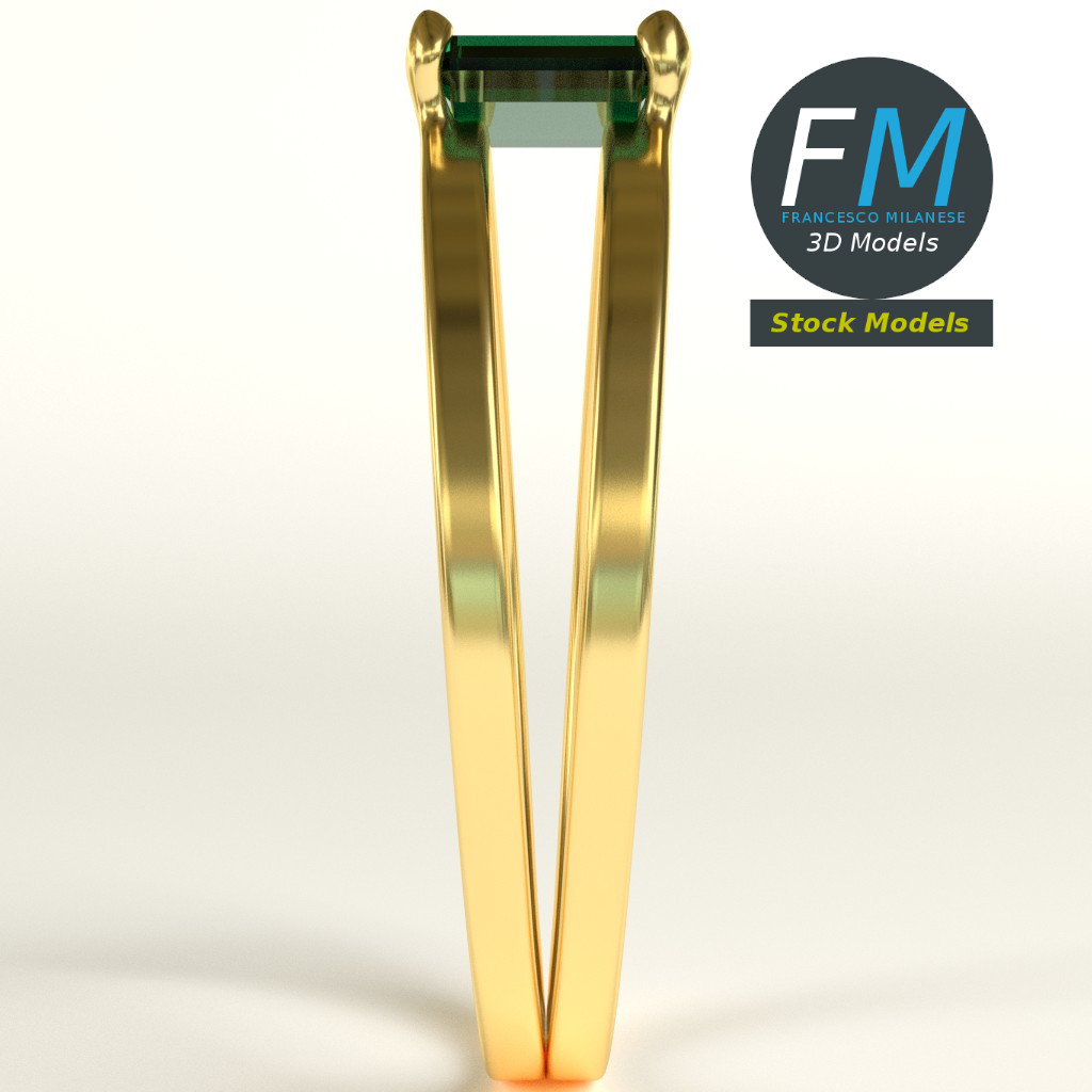 3D-Modell - Doppelring mit Smaragd - 04