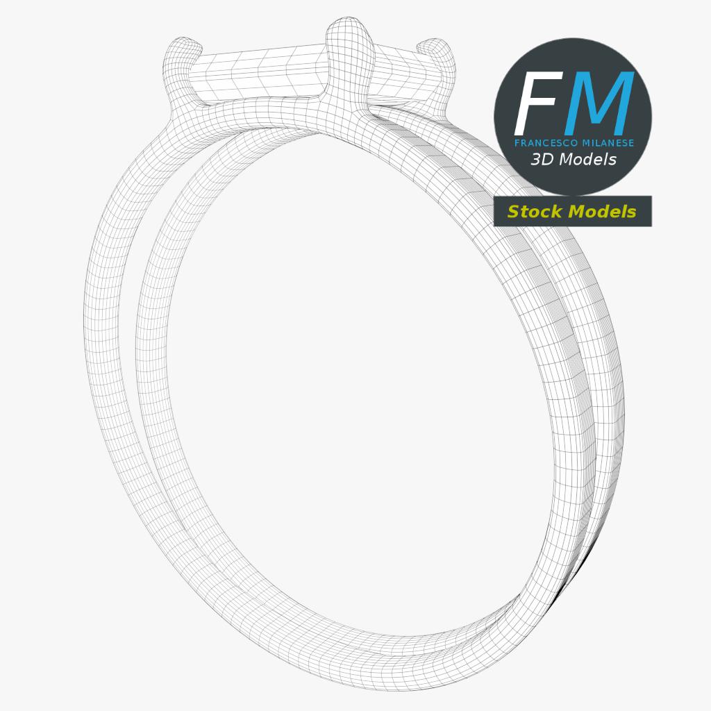 3D-Modell - Doppelring mit Smaragd - 07