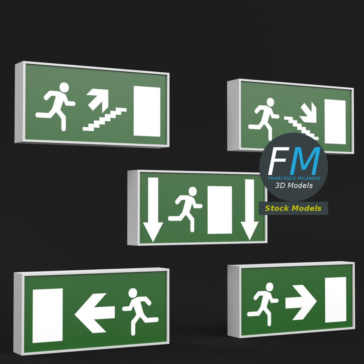 3D-Modell - Notausgangsschilder - 01
