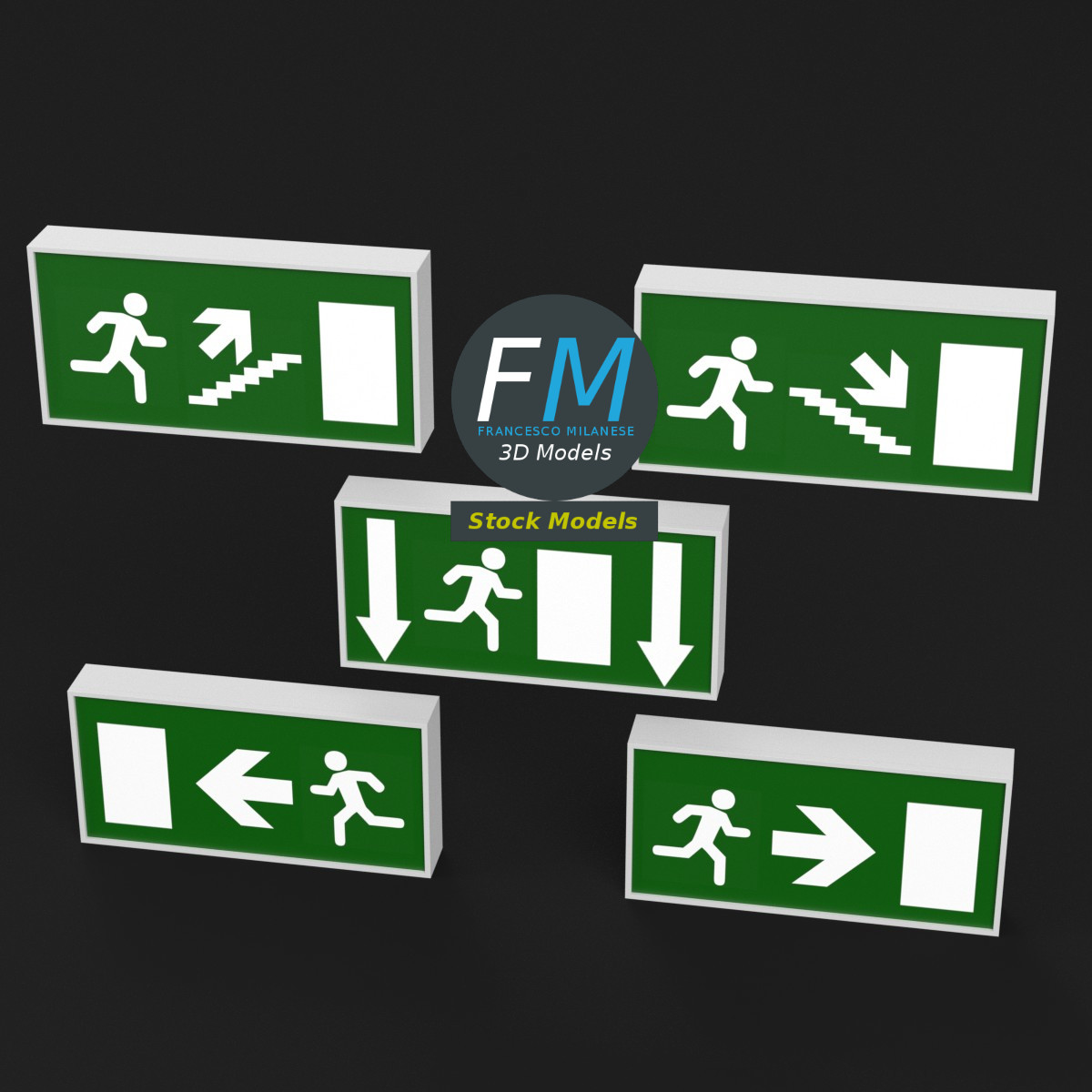 3D-Modell - Notausgangsschilder - 02