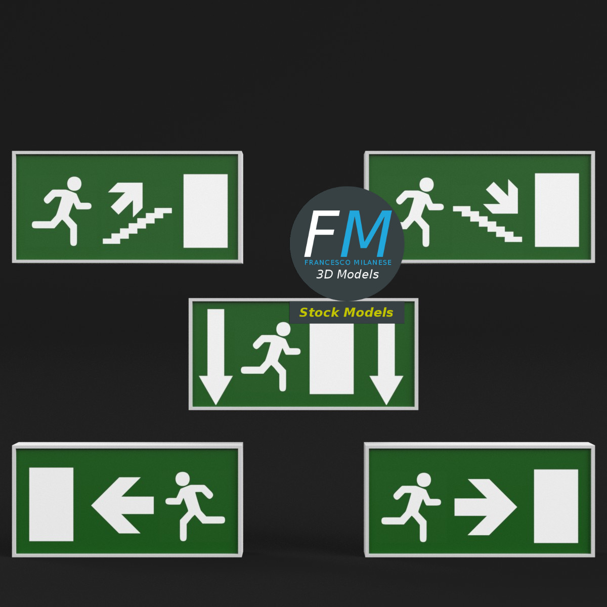 3D-Modell - Notausgangsschilder - 03