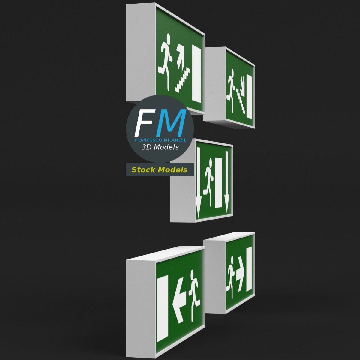 3D-Modell - Notausgangsschilder - 04