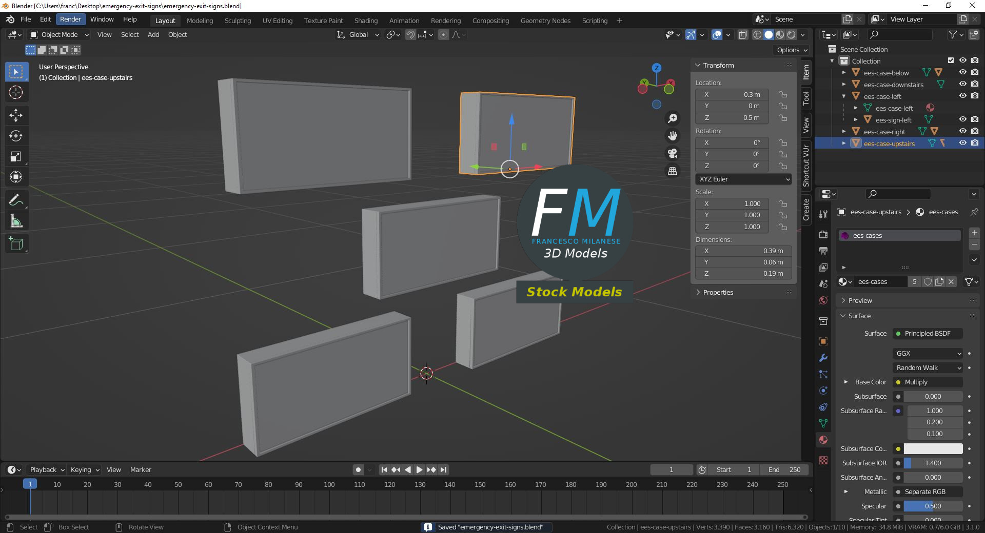 3D-Modell - Notausgangsschilder - 09