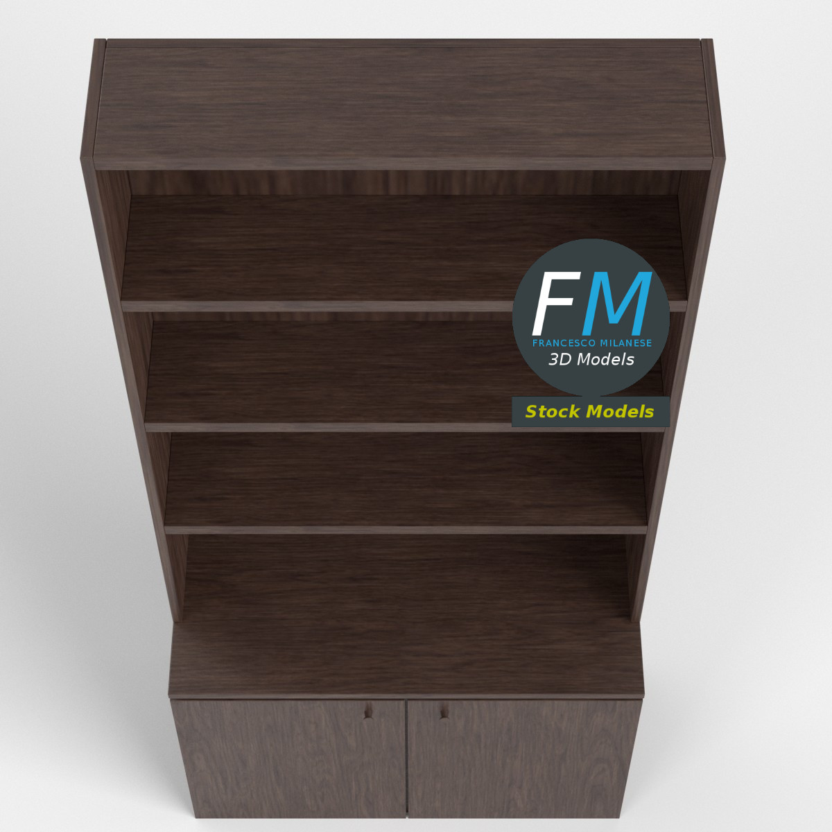 3D-Modell - Leeres Bücherregal mit Unterschrank - 06