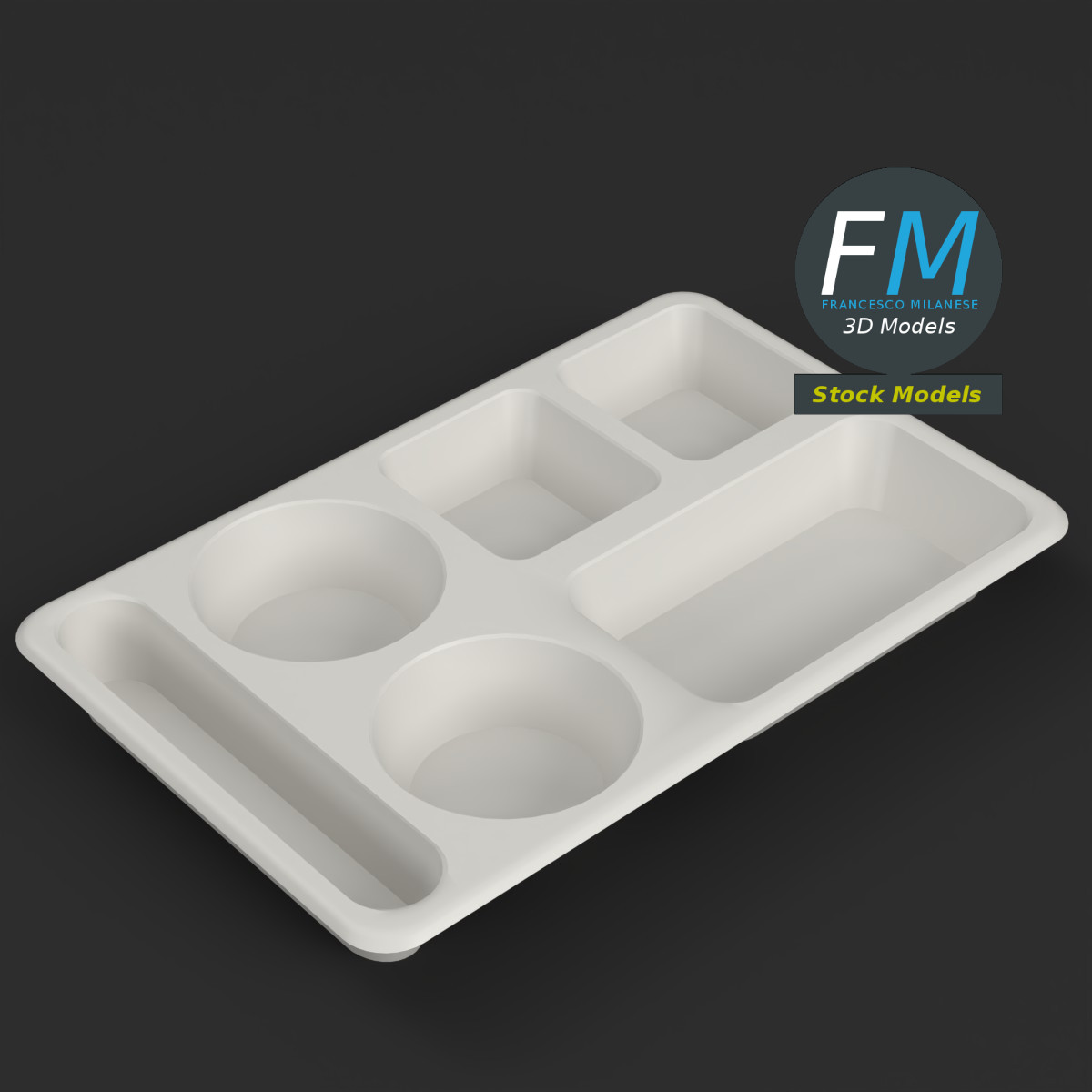 3D-Modell - Leeres Speisetablett mit Fächern - 01
