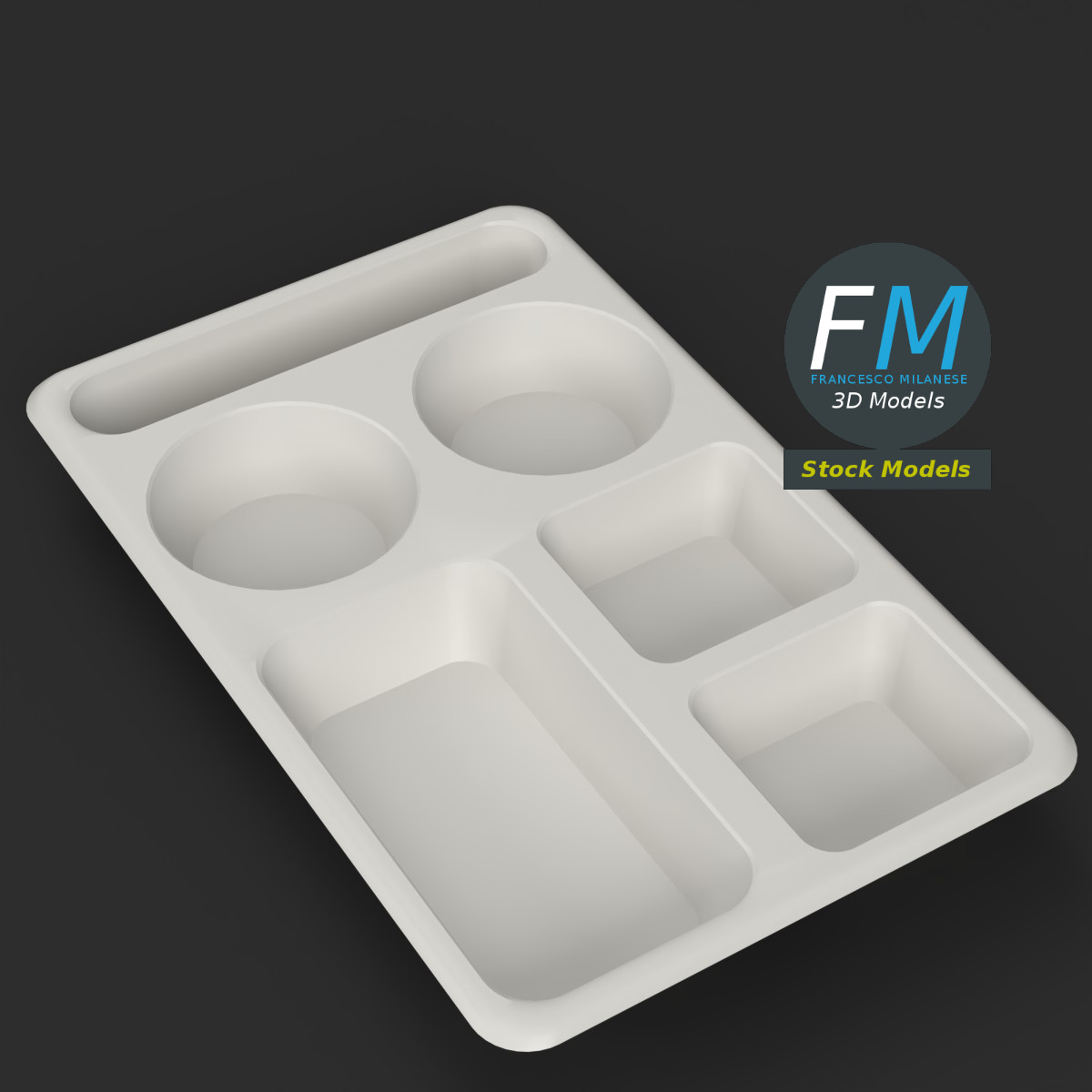 3D-Modell - Leeres Speisetablett mit Fächern - 02