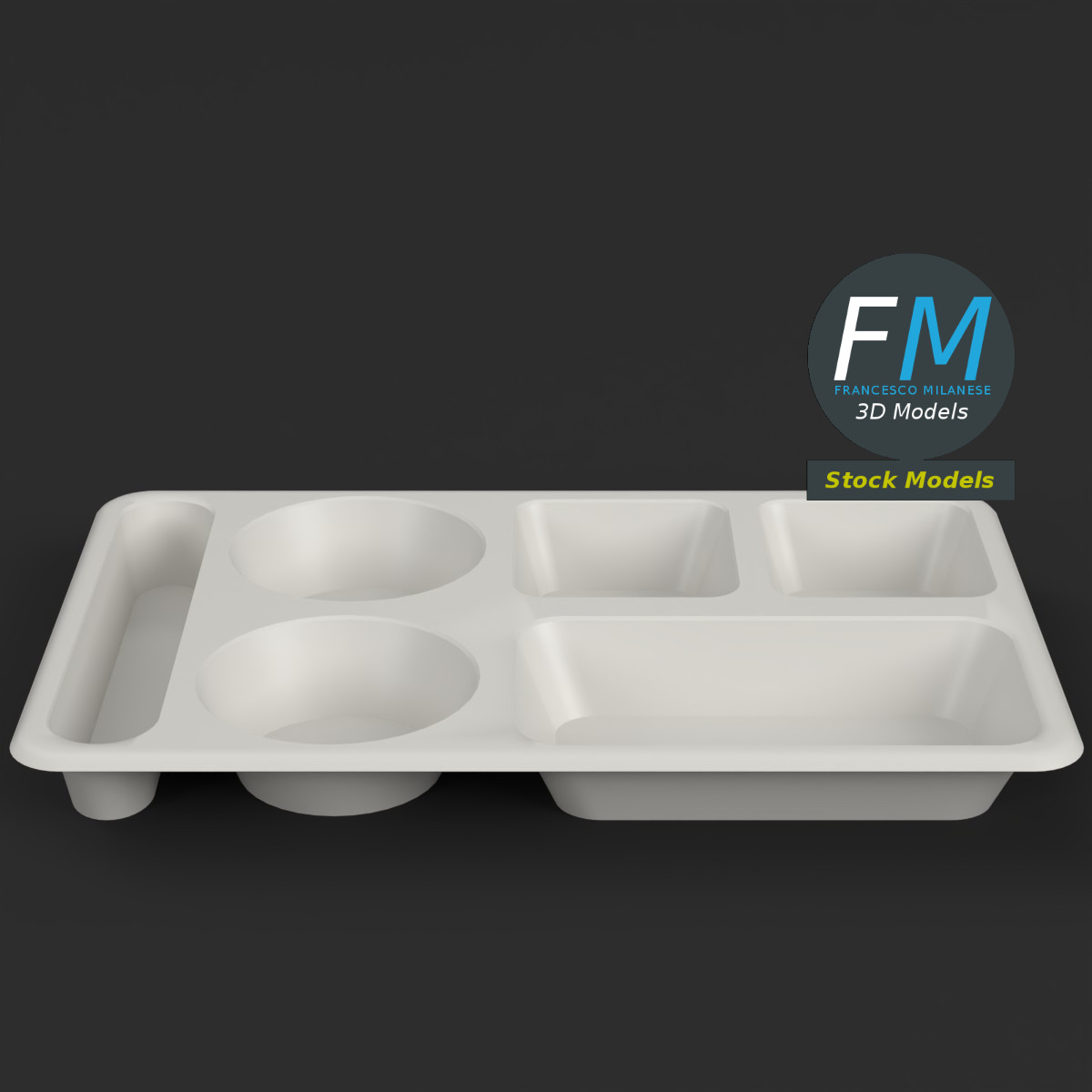 3D-Modell - Leeres Speisetablett mit Fächern - 03