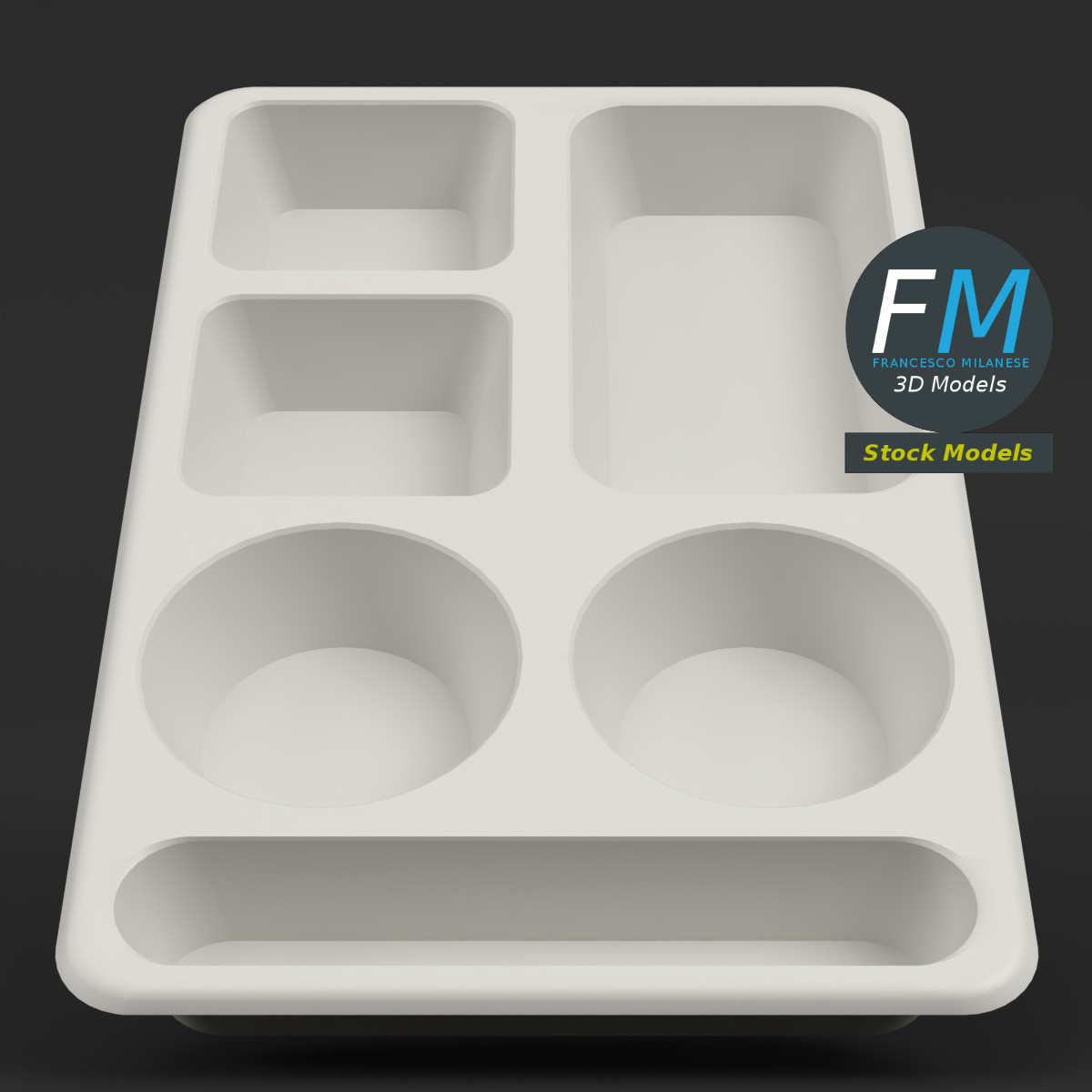 3D-Modell - Leeres Speisetablett mit Fächern - 04