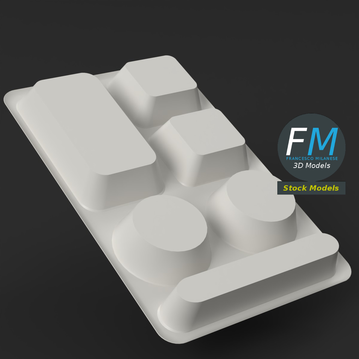 3D-Modell - Leeres Speisetablett mit Fächern - 05