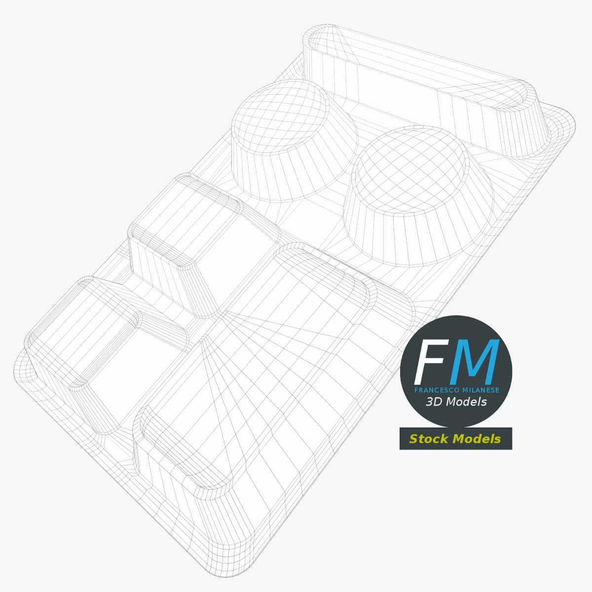 3D-Modell - Leeres Speisetablett mit Fächern - 08