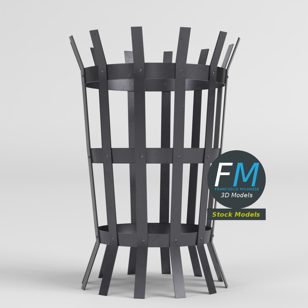 3D-Modell - Leerer Feuerkorb - 03