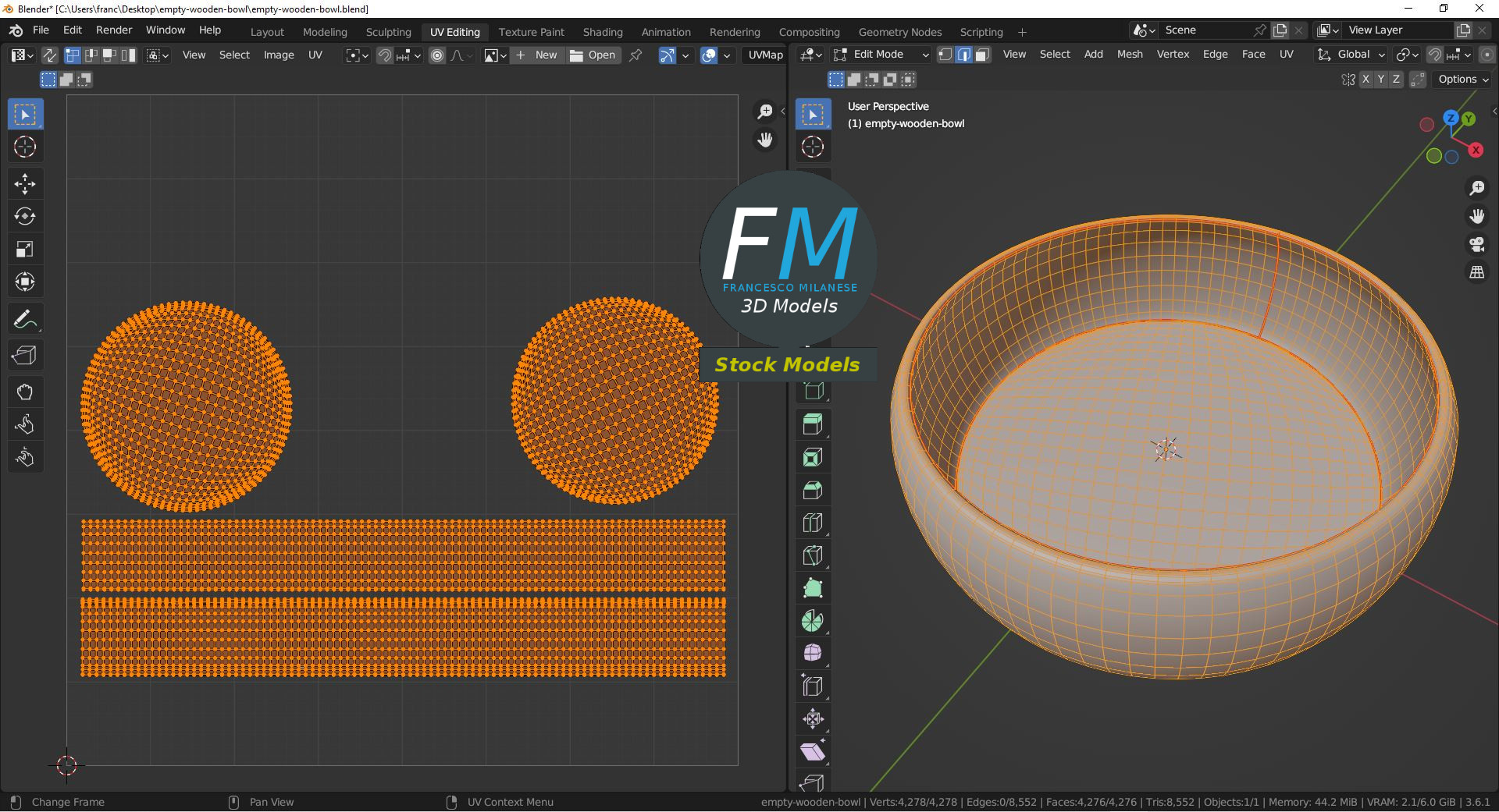 3D-Modell - Leere Holzschale - 10
