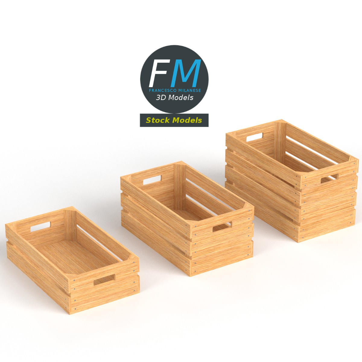 3D-Modell - Leere Holzkisten - 01