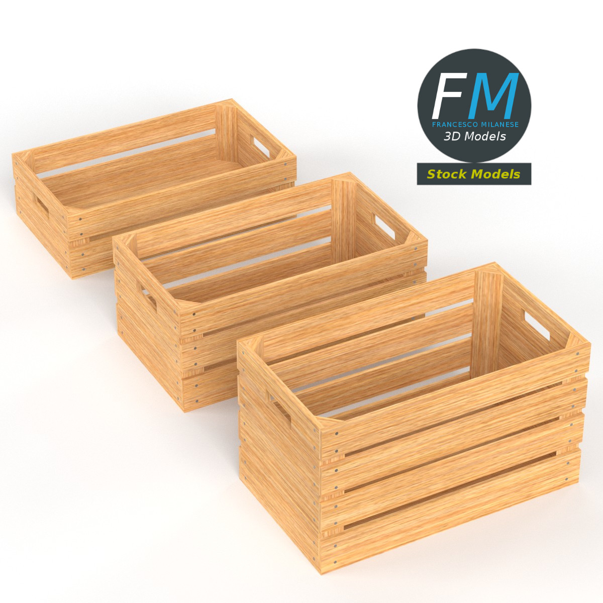 3D-Modell - Leere Holzkisten - 02