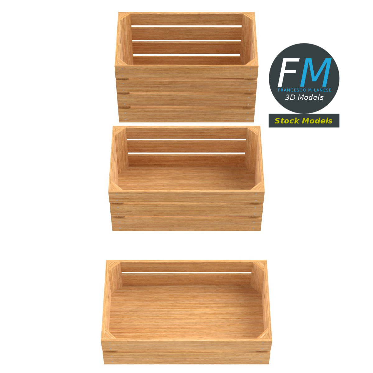 3D-Modell - Leere Holzkisten - 04