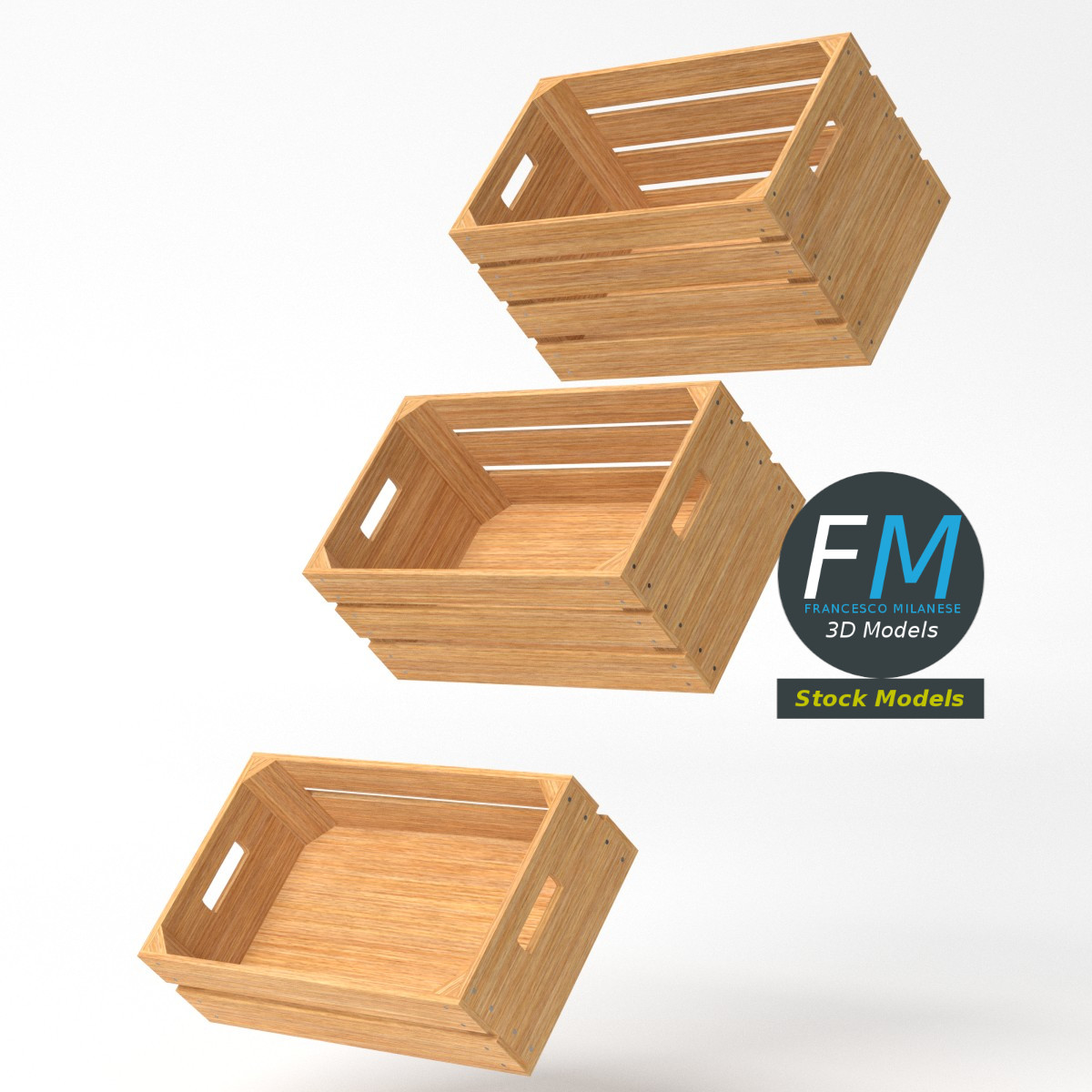 3D-Modell - Leere Holzkisten - 05