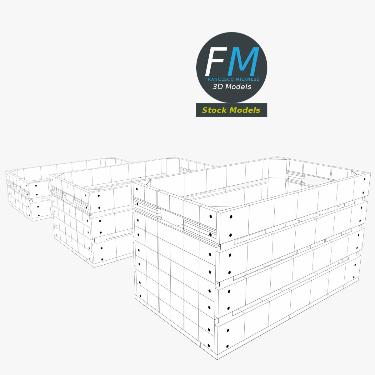 3D-Modell - Leere Holzkisten - 07