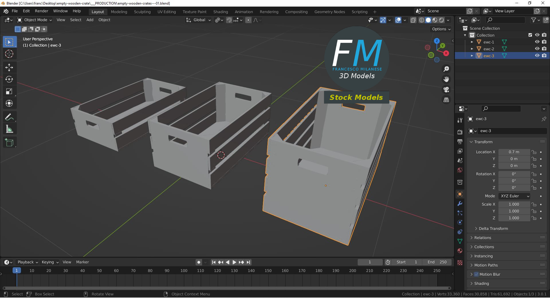 3D-Modell - Leere Holzkisten - 09