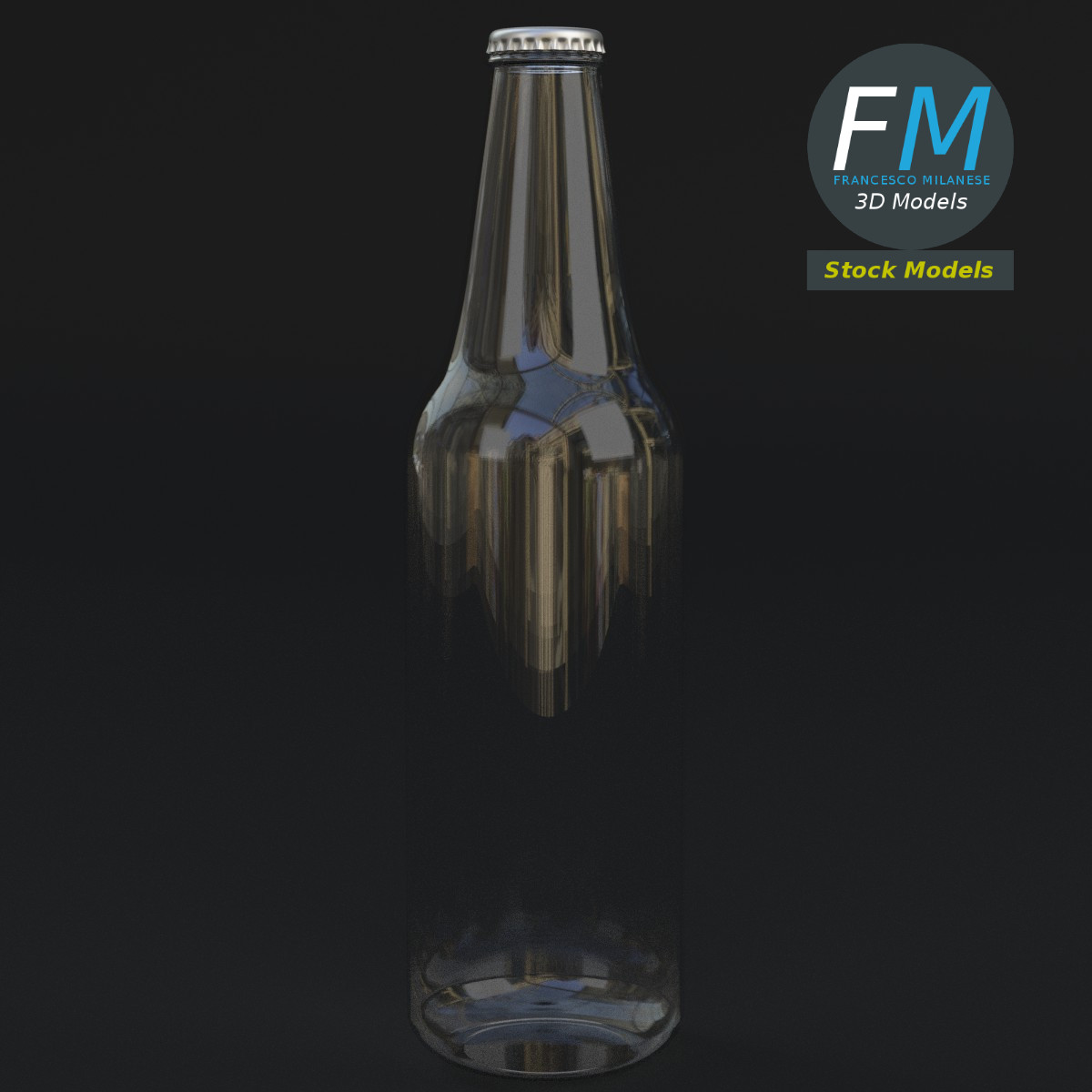 3D-Modell - Leere Bierflasche - 01