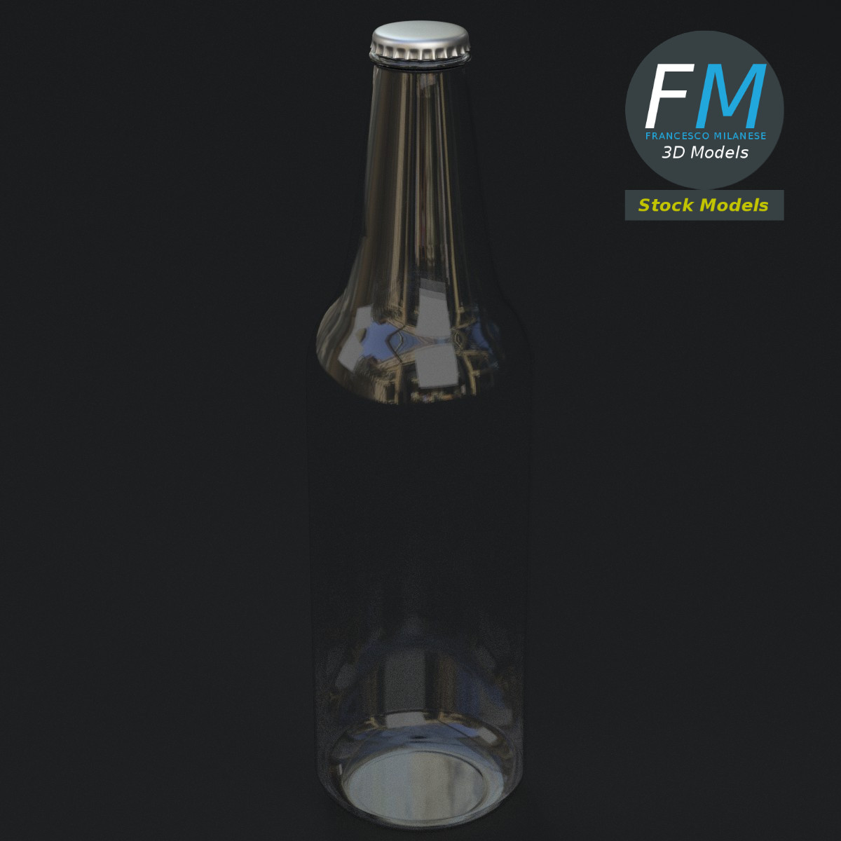 3D-Modell - Leere Bierflasche - 02