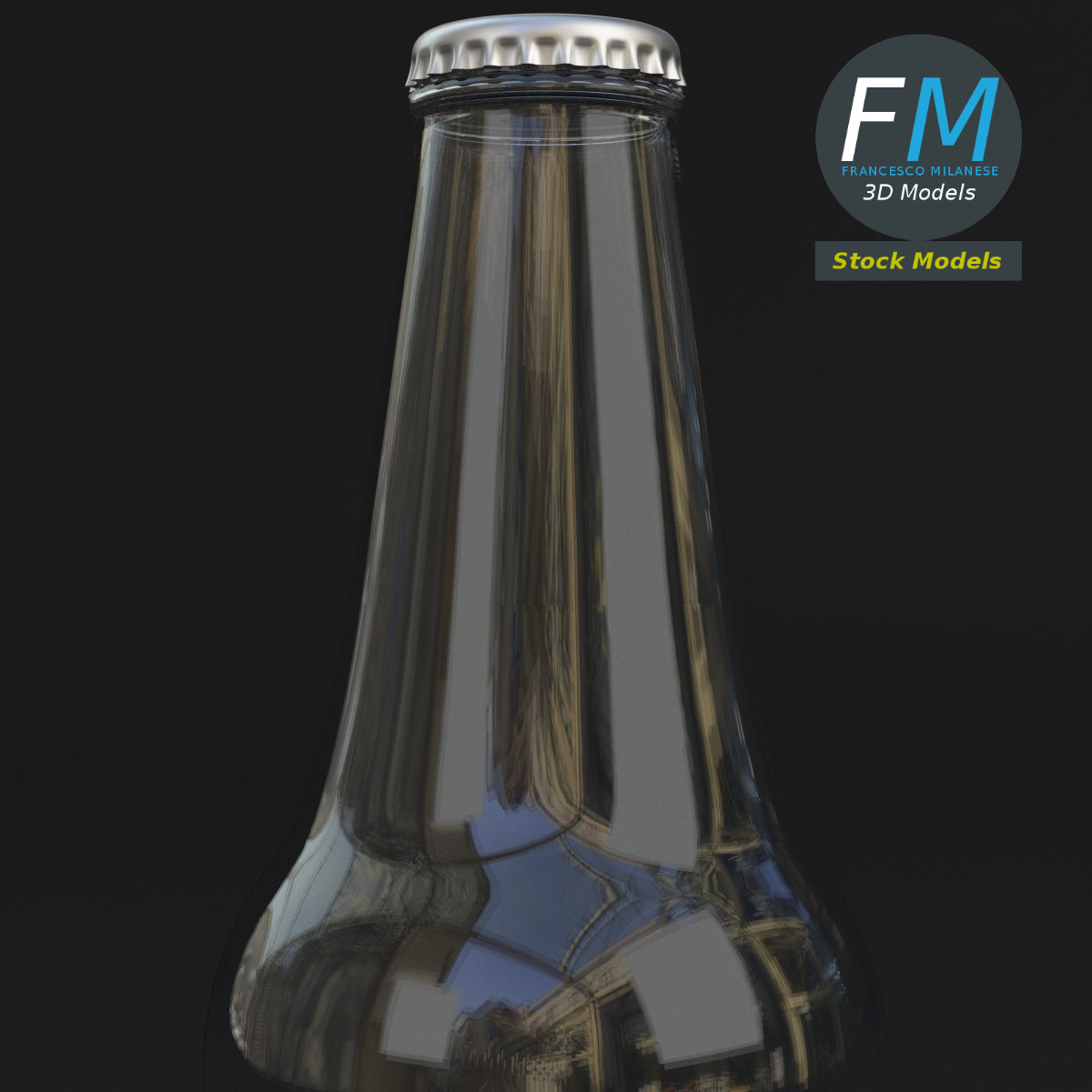 3D-Modell - Leere Bierflasche - 03