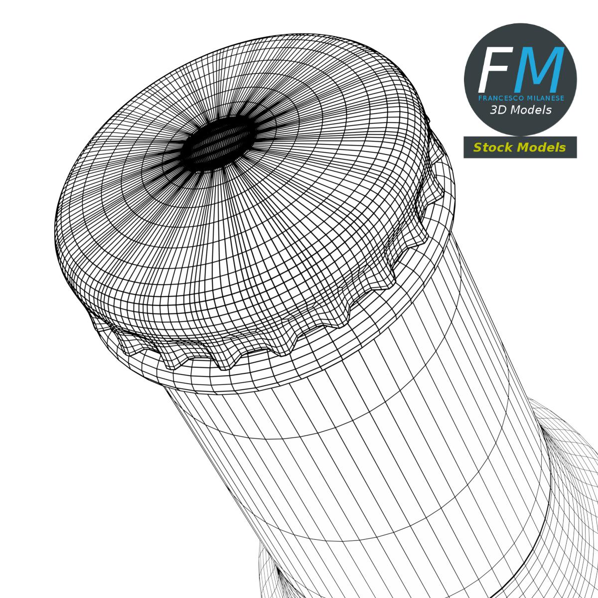 3D-Modell - Leere Bierflasche - 08