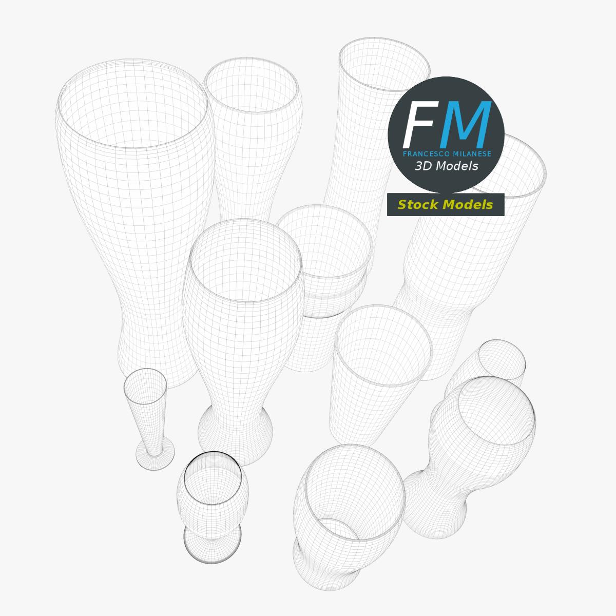 3D-Modell - Leere Biergläser - 07
