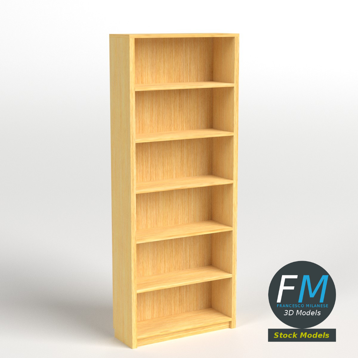 3D-Modell - Leeres Bücherregal - 01