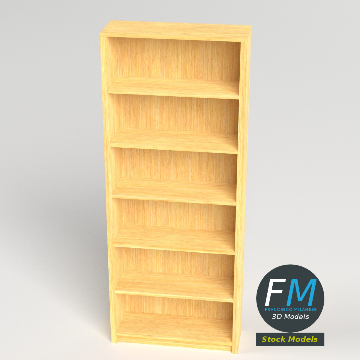 3D-Modell - Leeres Bücherregal - 02