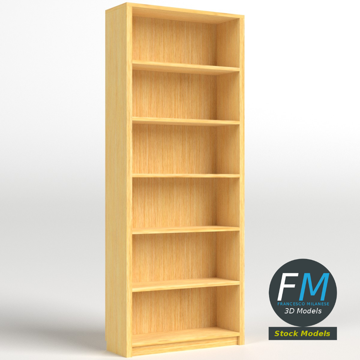 3D-Modell - Leeres Bücherregal - 03