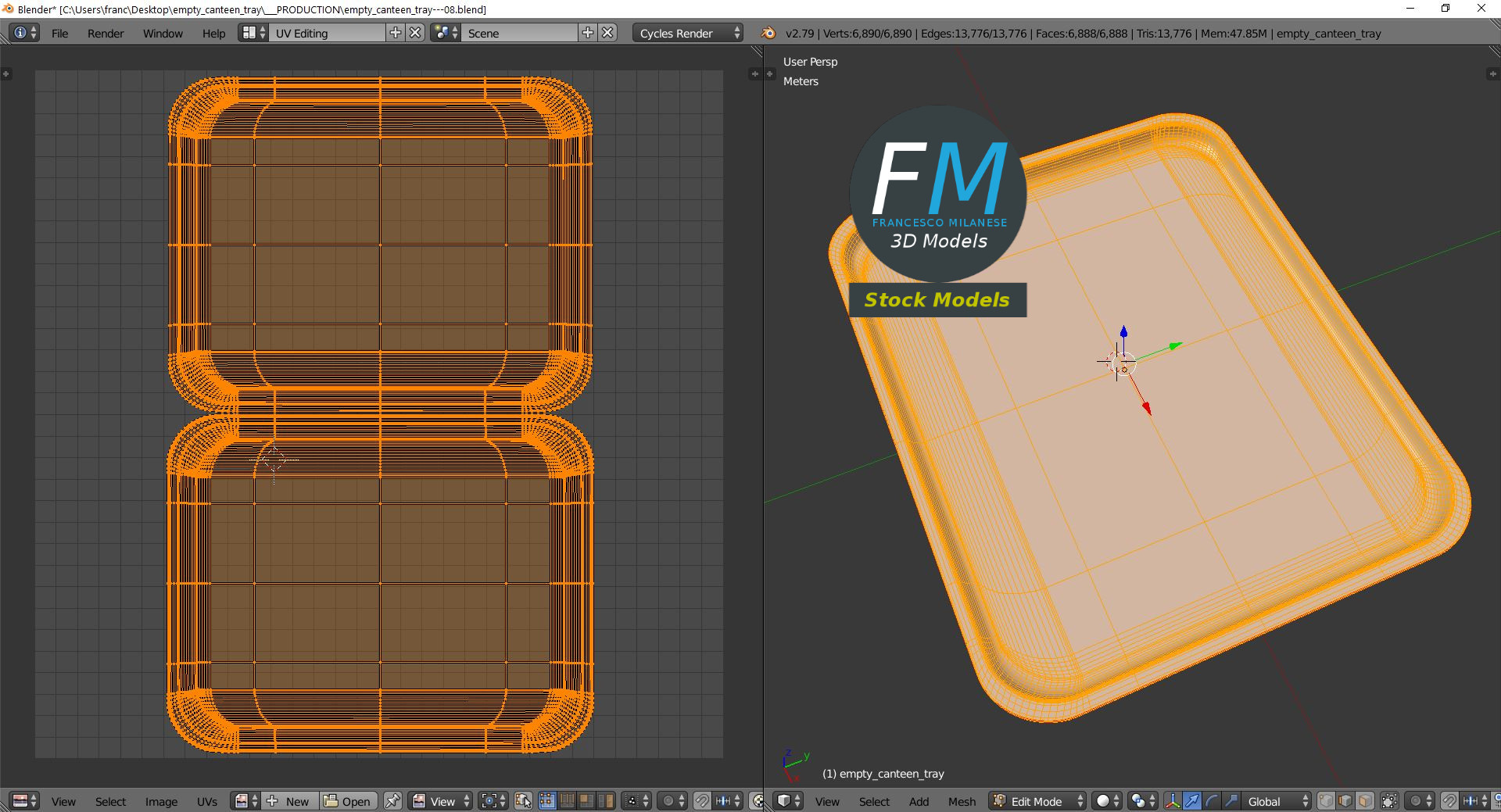 3D-Modell - Leeres Kantinentablett - 10